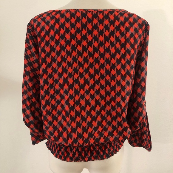 Michael Kors Red and Black Geometric Blouse - Picture 6 of 9